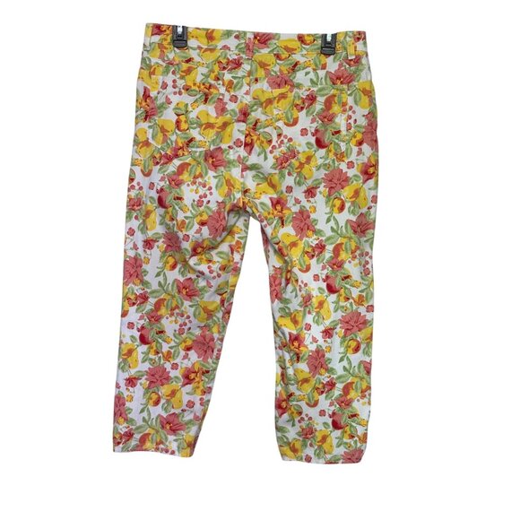 Charter Club Womens Floral Capri Pants Size 10 White/Yellow/Pink Cotton/Spandex - Picture 2 of 8